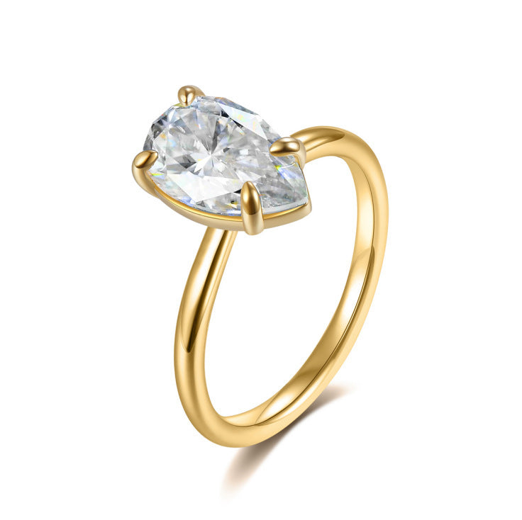 Pear-shaped Moissanite Ring Personality Hipster Fashion Single Diamond Ring