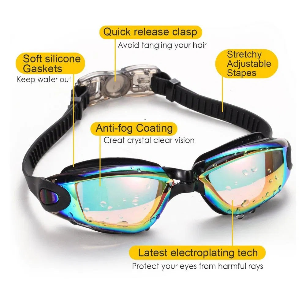 Clear Comfortable Swimming Goggles UV- Anti-Fog Swim Glasses Mirror & Kids