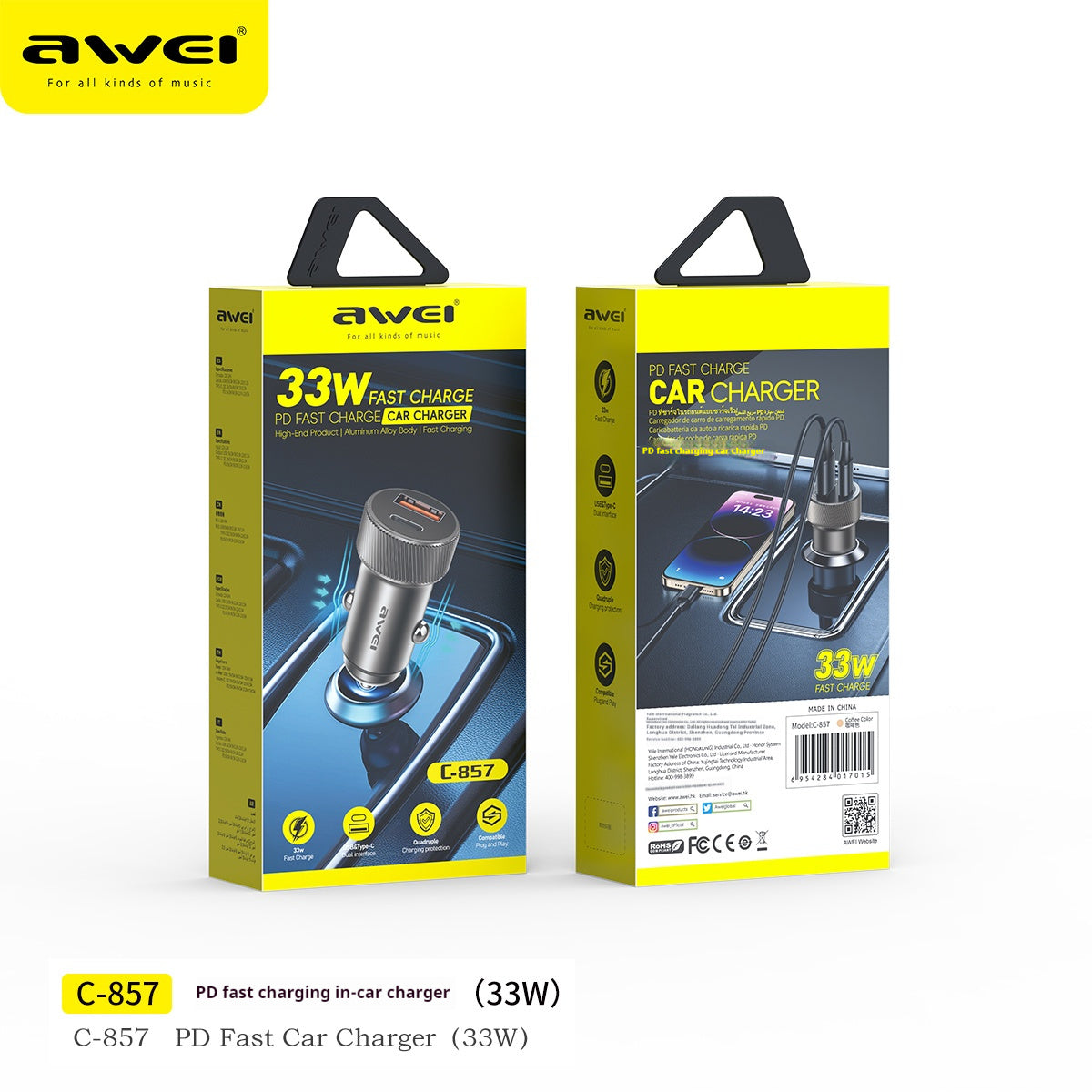 AWEI PD Fast Charging Car Charger 33W