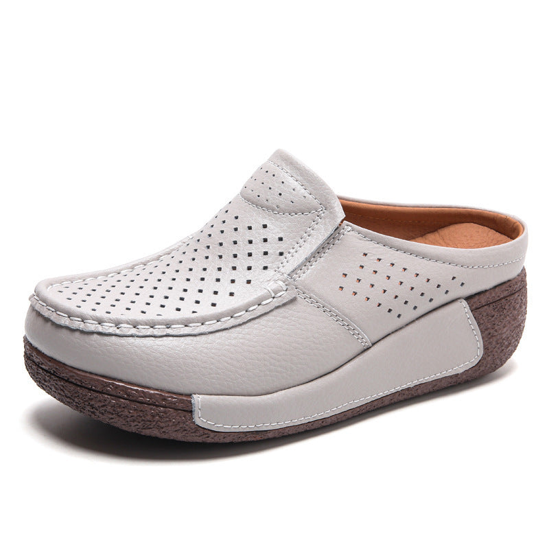 Fashionable All-match Rocking Shoes Thick-soled Muffin Closed Toe Half Slippers