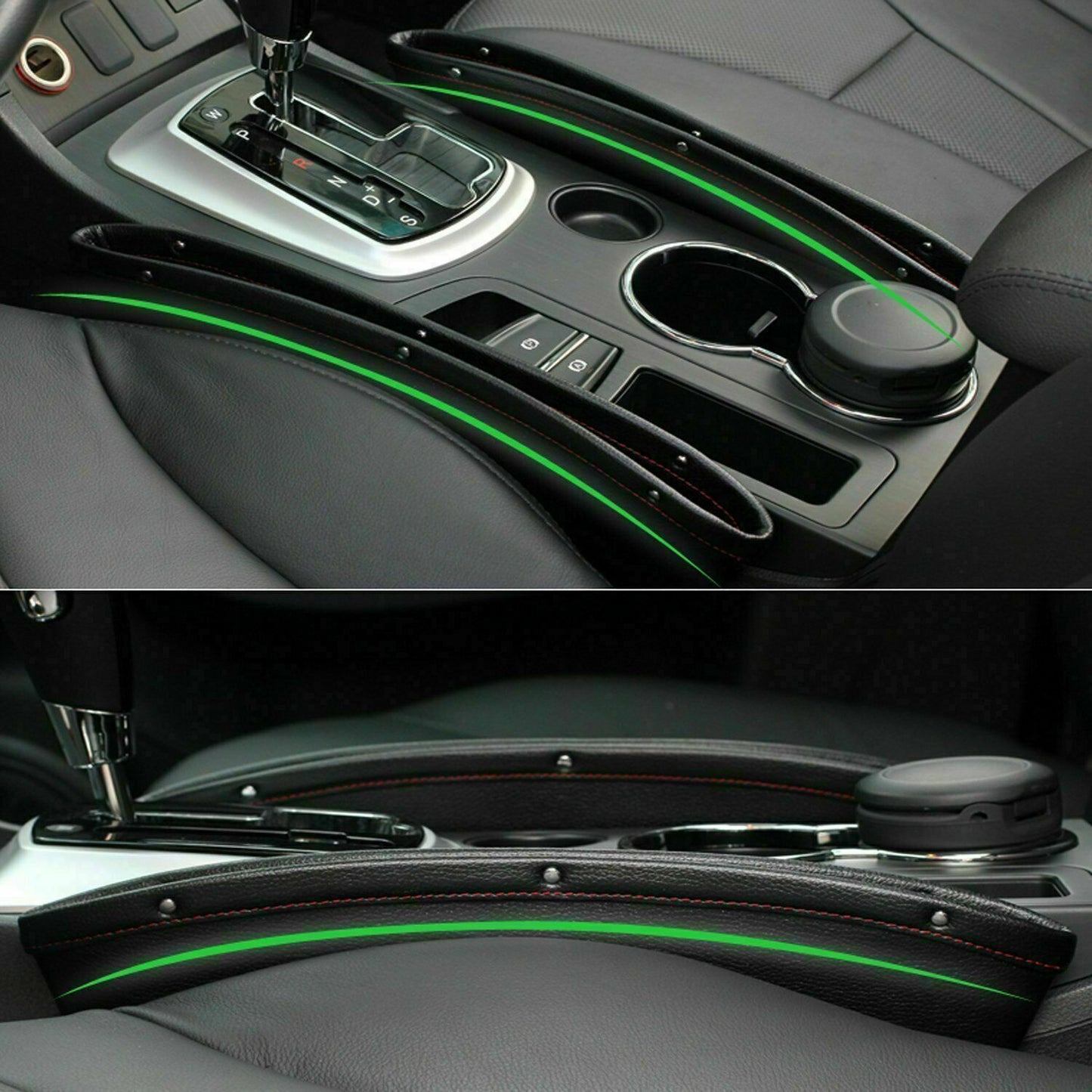 2pcs Car Seat Gap PU Leather Catch Catcher Box Caddy Slit Pocket Storage Organizer