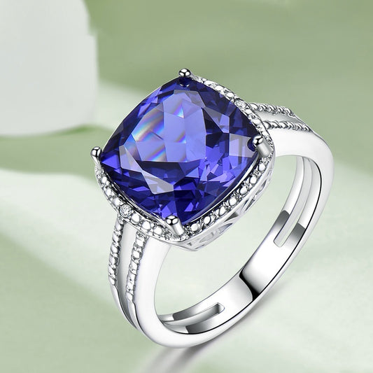 925 Sterling Silver Ring Luxury Tanzanite Women
