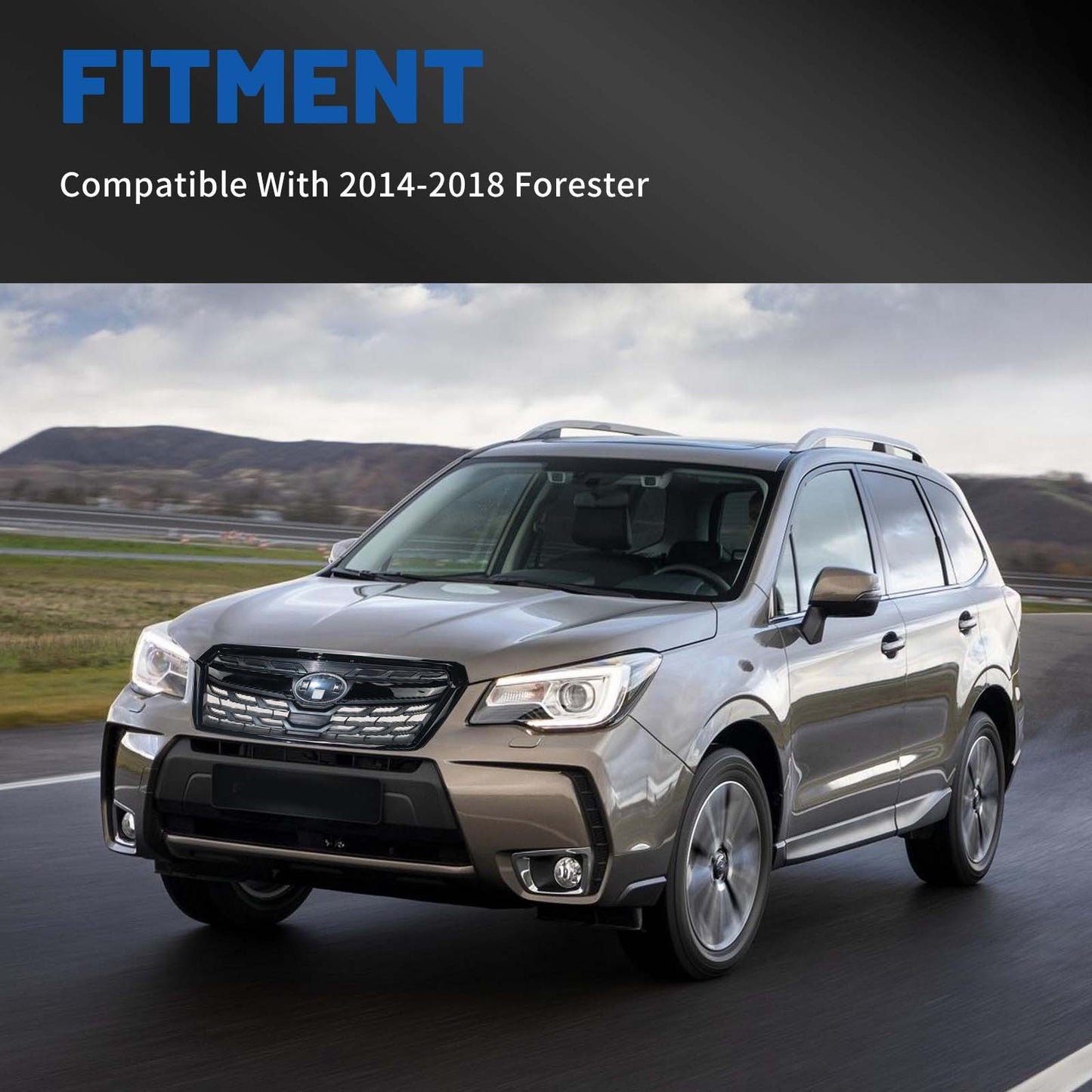 Front Grill For 2014-2018 Forester Gloss Balck