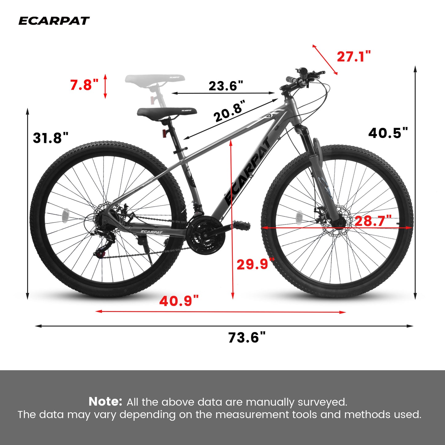 A29367 29 Inch Mountain Bike 21 Speed, Suspension Fork, Aluminum Frame Disc Brake, Mountain Biking For Both Men And Women.