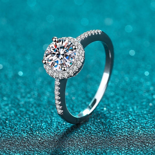 925 Silver Edge Micro-inlaid Ring Moissanite Ring