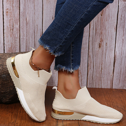 Spring And Autumn New Breathable Fly Woven Mesh Pumps Soft Bottom Running Shoes