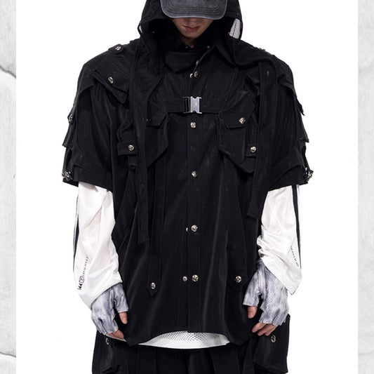 Short Sleeve Men's Dark Pioneer Bandage Jacket