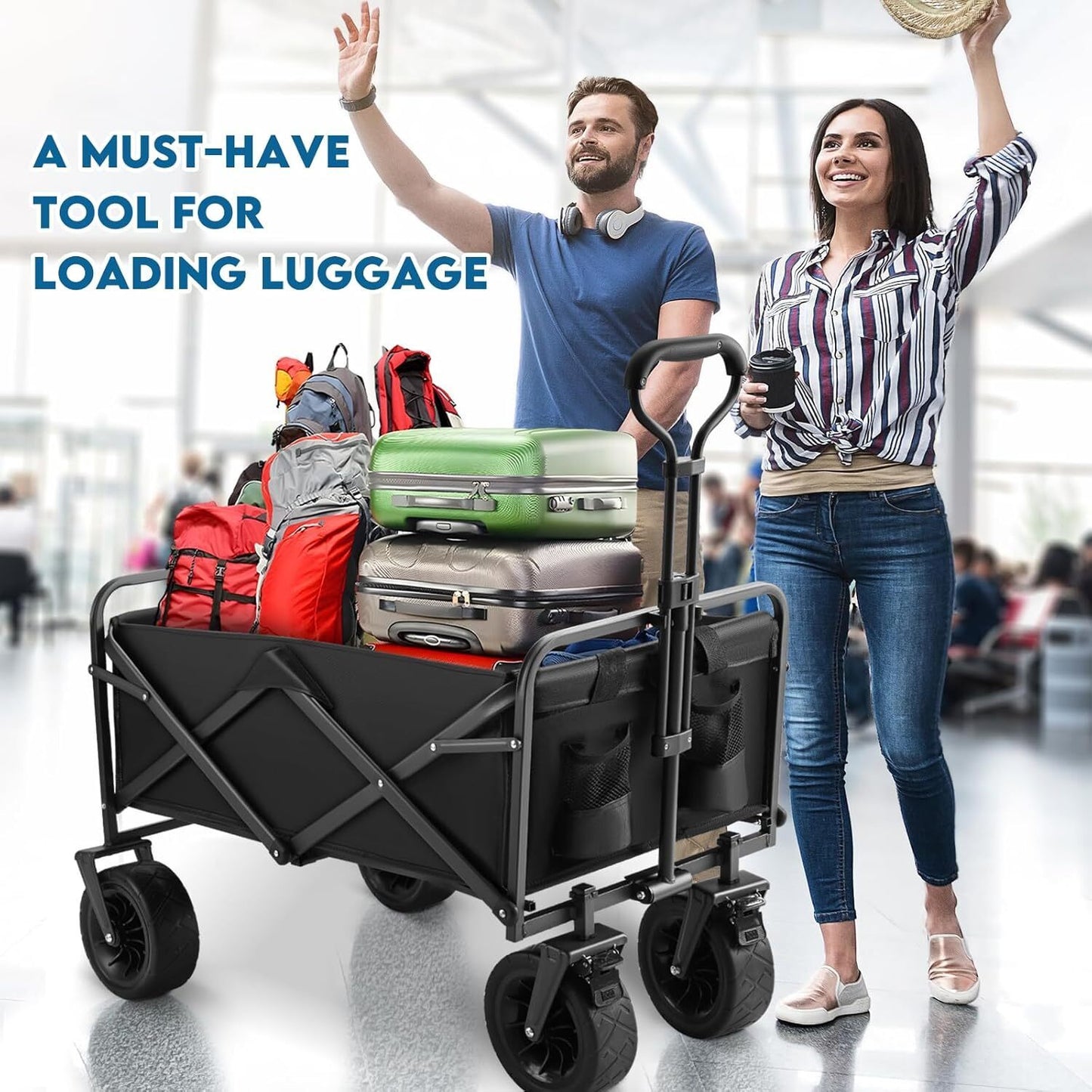 Heavy Duty Foldable Camping Outdoor Garden Trolley Cart Wagon Truck Wheelbarrow
