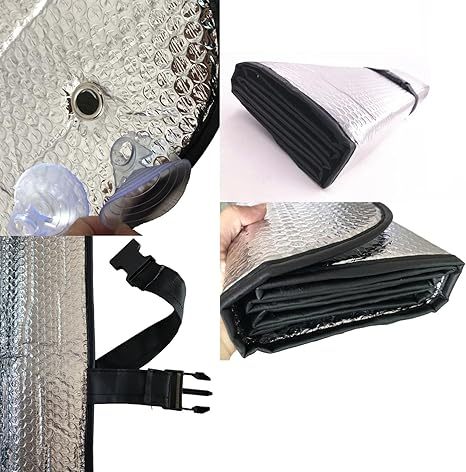 Car Windshield Sunshade-Thicken 5-Layer Bubble Block Heat And Sun UV Rays, Front Windshield Sun Shade- Keeps Your Vehicle Cool New Silver