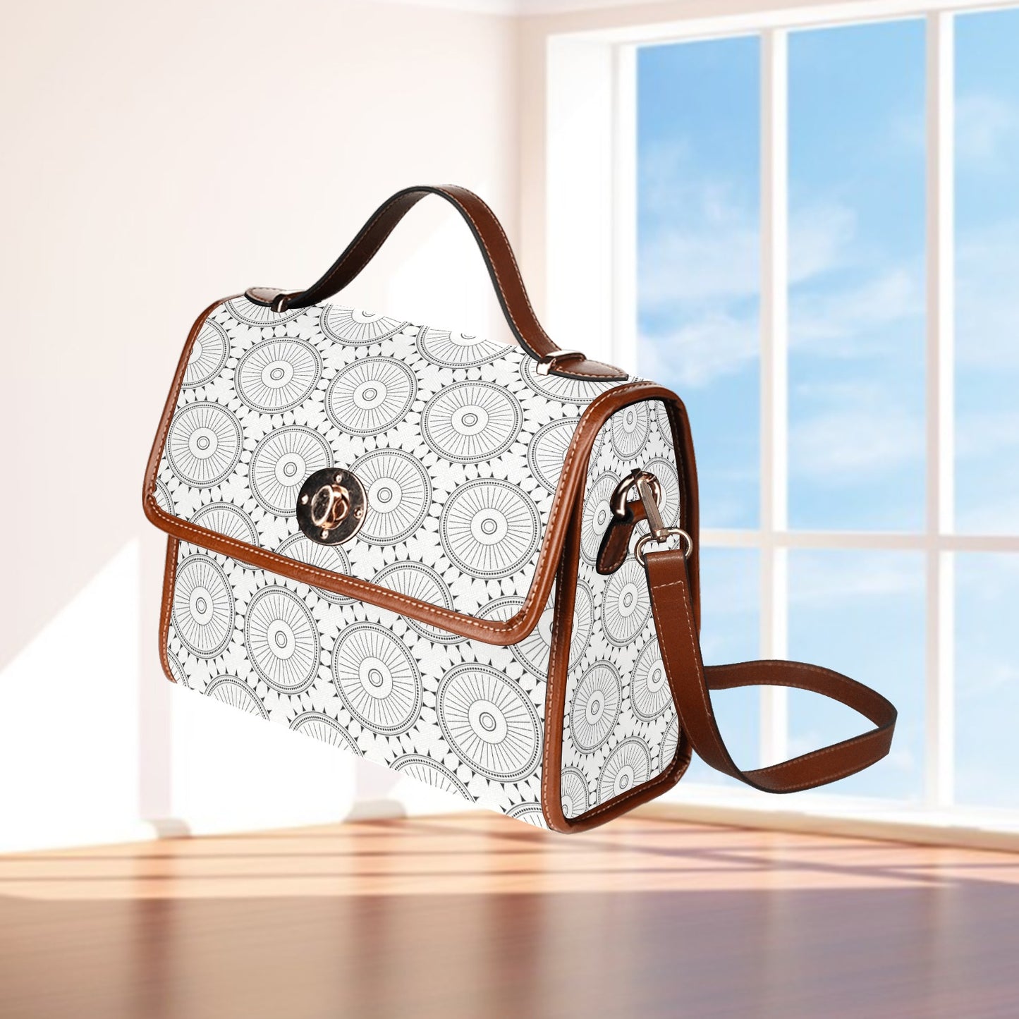 Waterproof Canvas Bag-Brown (All Over Print) (1641)
