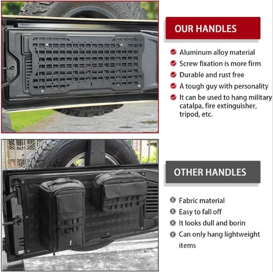 Tailgate Tactical Panel For Wrangler Tailgate Tool Kit Organizer Racks Compatible With  Wrangler 2007-2022 JK JKU  2018-2022 JL JLU