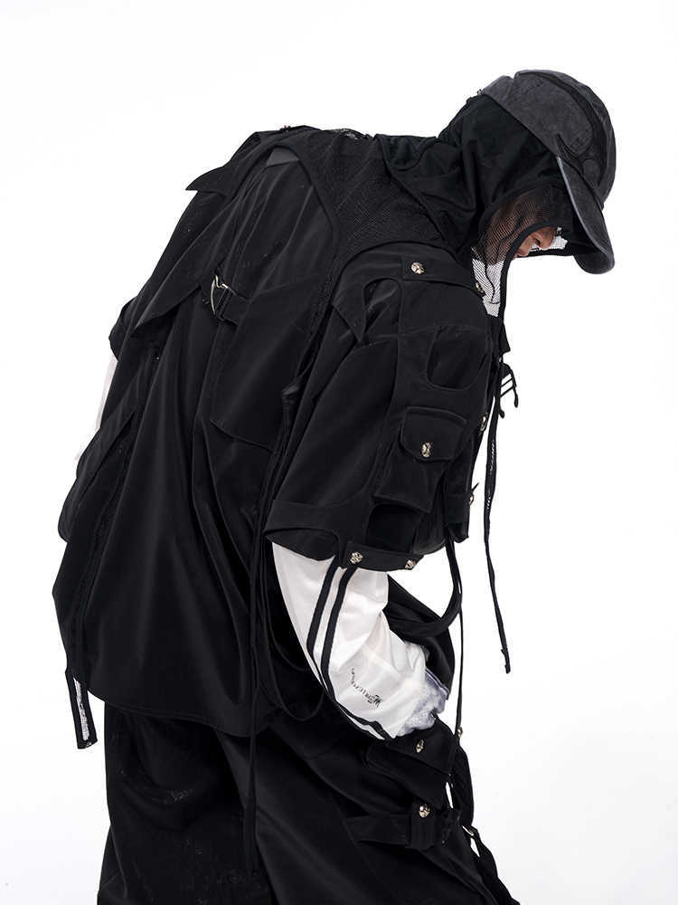 Short Sleeve Men's Dark Pioneer Bandage Jacket