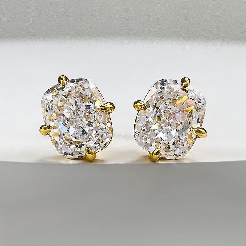S925 Silver Plated High Carbon Diamond 810 Ear Studs