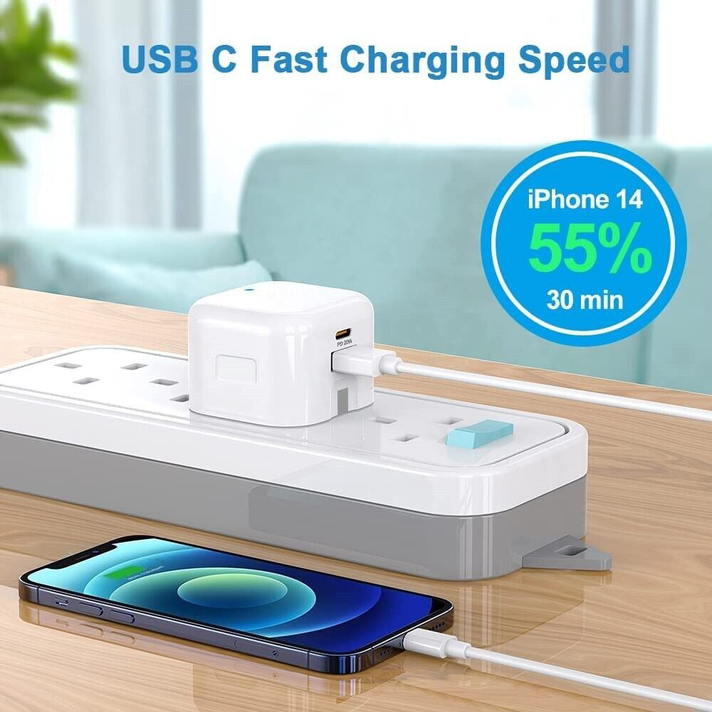 For Phone 16 15 14 Pro Max 16 Plus Fast 20W USB-C PD Plug Charger Adapter Cable