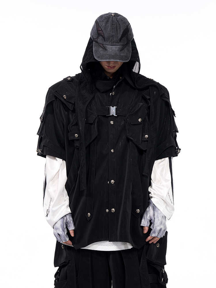 Short Sleeve Men's Dark Pioneer Bandage Jacket