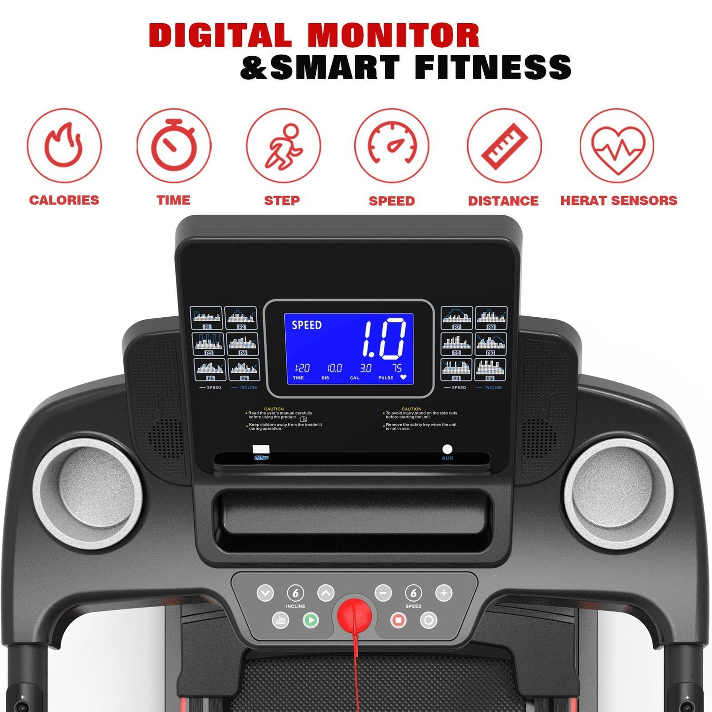 Easy-Move Wheel Treadmill With Cup Holder And Lift Motor