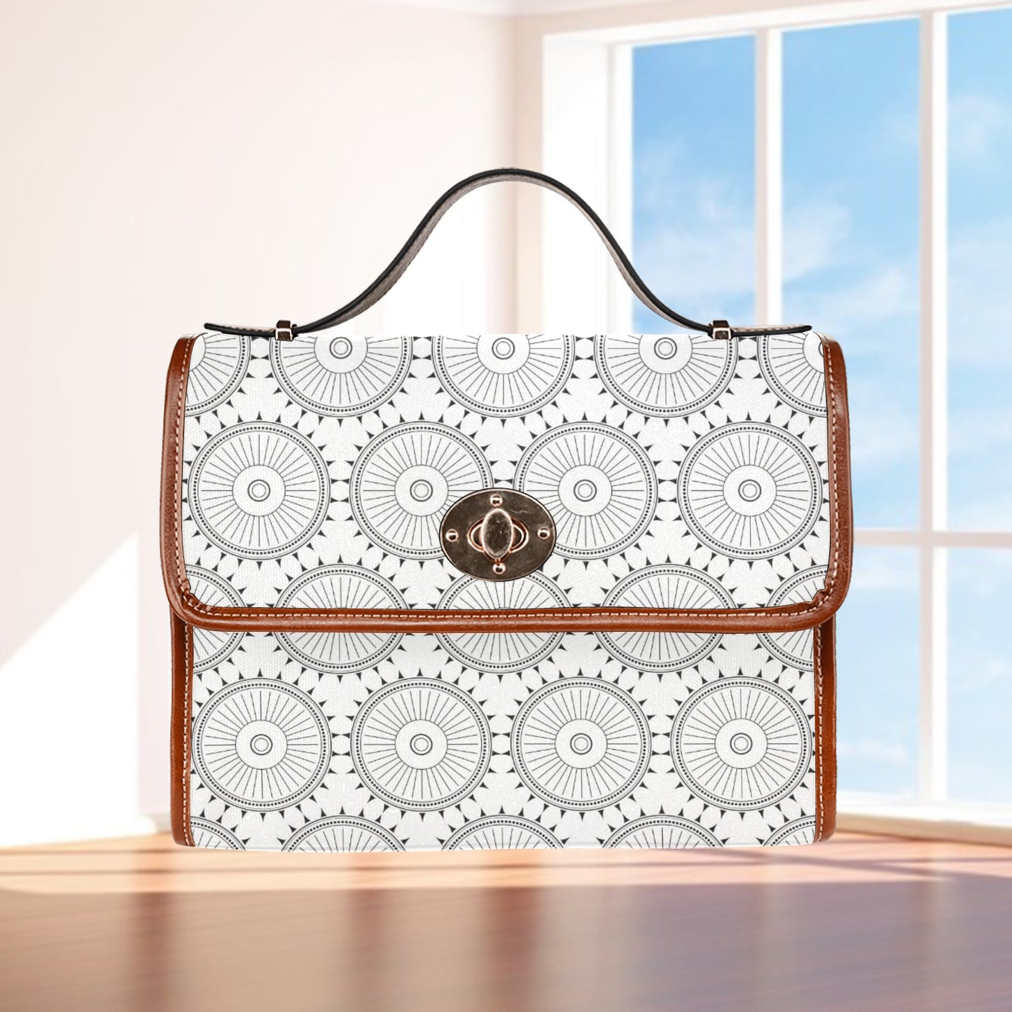 Waterproof Canvas Bag-Brown (All Over Print) (1641)