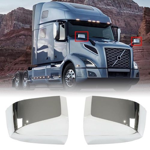 Pair Chrome Hood Mirror Covers For Volvo VNL Trucks 2004-2017 Left  Right Sid