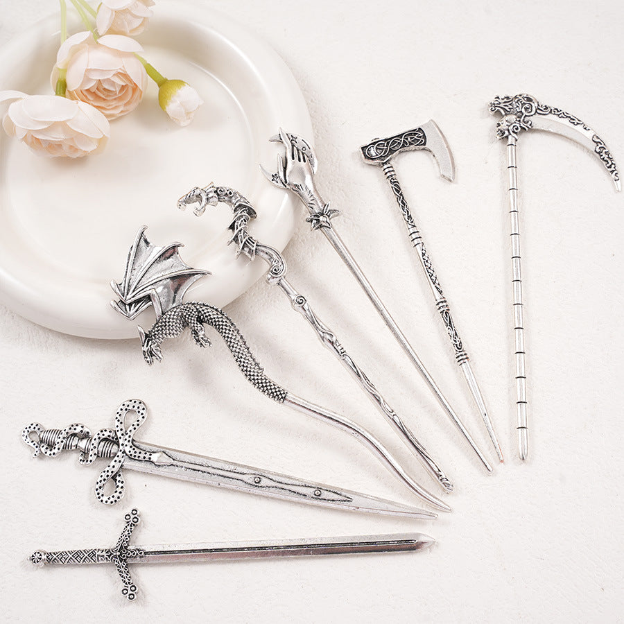 European And American Retro Sickle Omahawk-shaped Hairpin