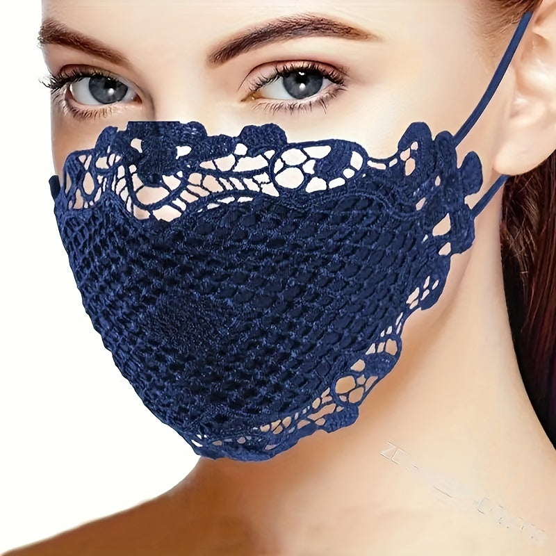 6 Pcs Lace Face Mask For Women- Adjustable Ear Loops- Cute, Sexy Washable And Reusable