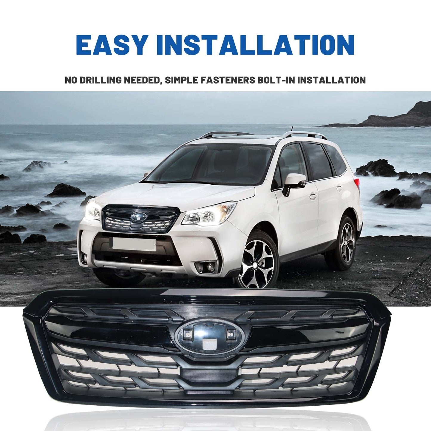 Front Grill For 2014-2018 Forester Gloss Balck