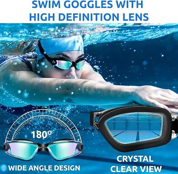 Anti Fog Swimming Goggles UV Glasses Adjustable Earbuds For Men Women  Kids