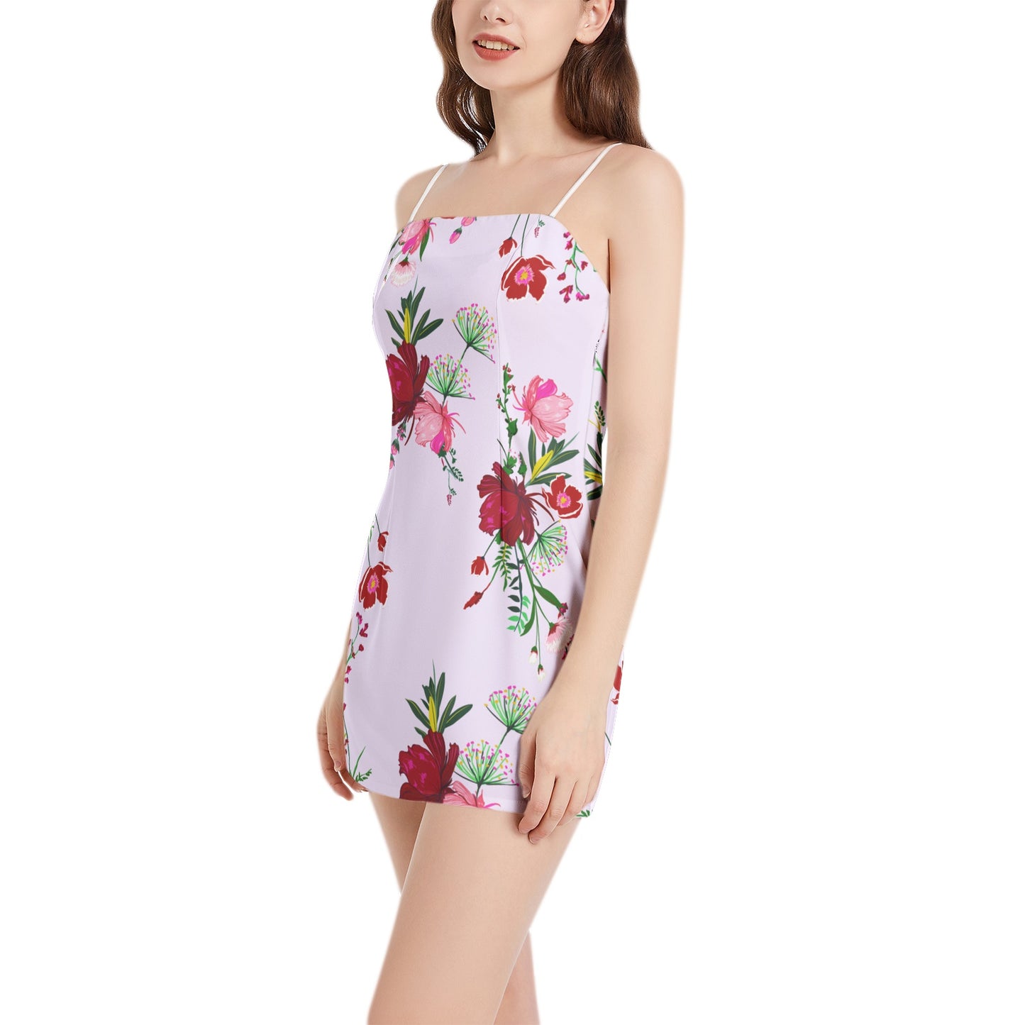 Sleeveless Square Neckline Spaghetti Strap Mini Dress