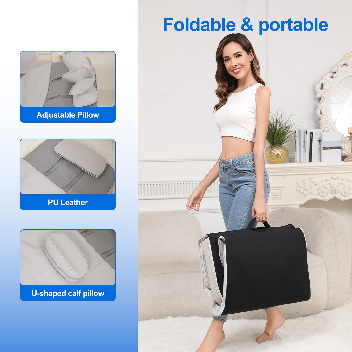 Detachable Smart Massage Mattress,Independent Lumbar And Back Heat Therapy,Overload Automatic Protection,Removable And Washable