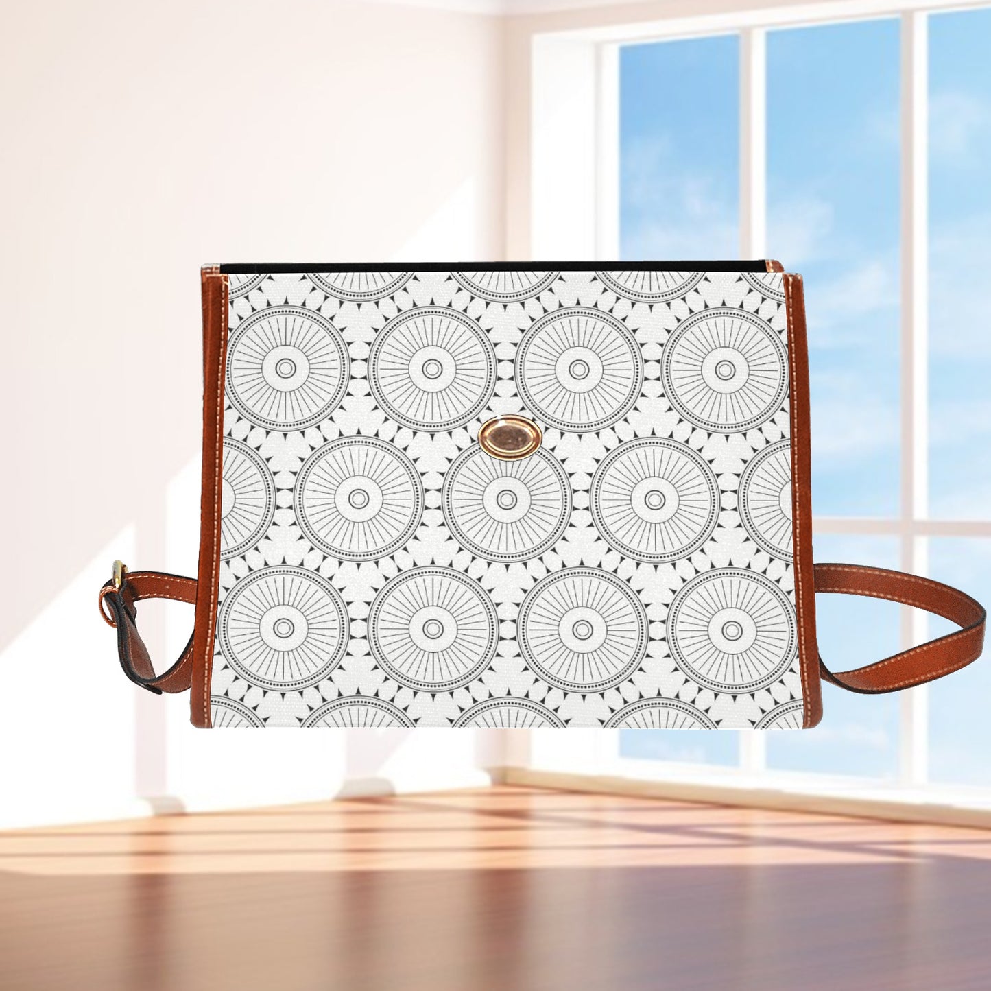 Waterproof Canvas Bag-Brown (All Over Print) (1641)