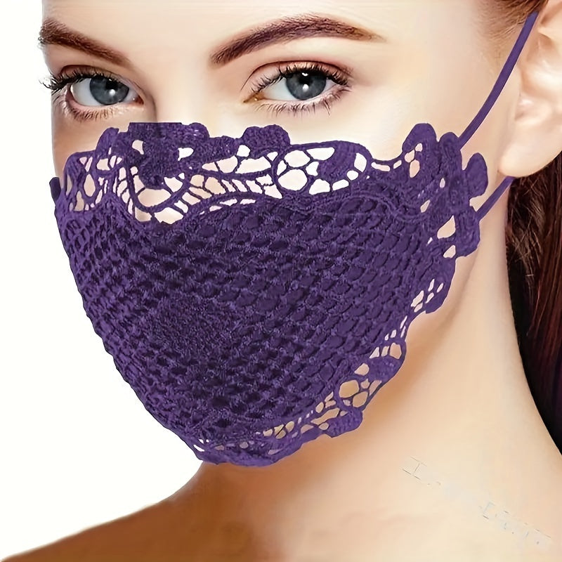 6 Pcs Lace Face Mask For Women- Adjustable Ear Loops- Cute, Sexy Washable And Reusable