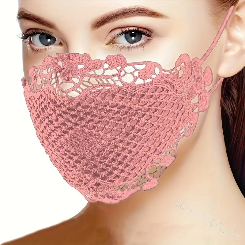 6 Pcs Lace Face Mask For Women- Adjustable Ear Loops- Cute, Sexy Washable And Reusable