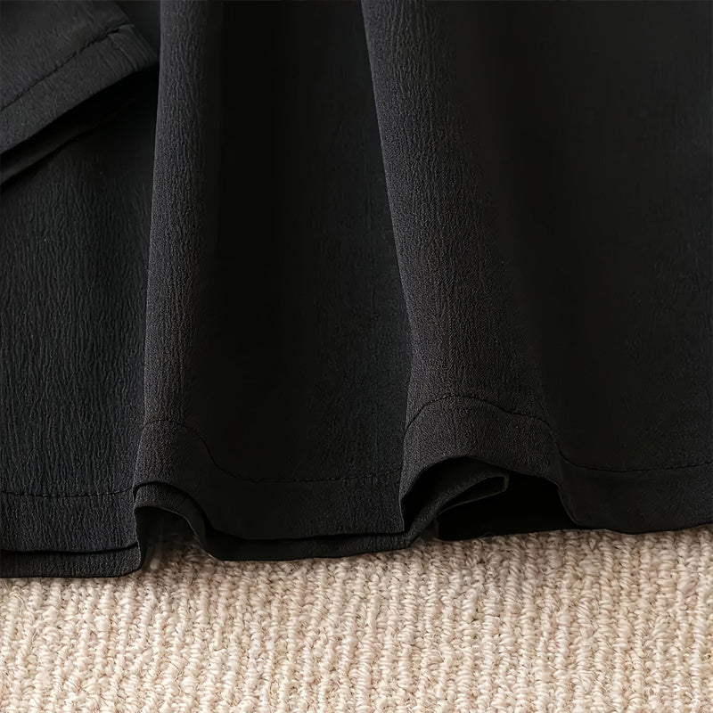 Plus Size Women's Solid Color Wide Leg Pants With Elastic Drawstring Waist - Flowy Casual For Spring&Summer