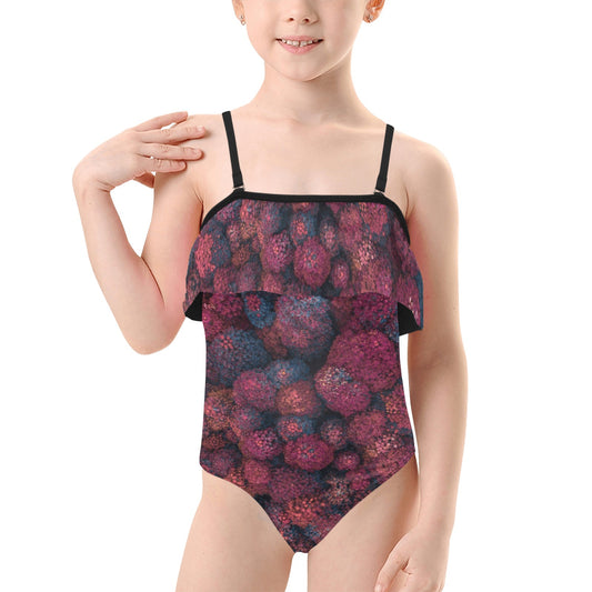 Kids' Spaghetti Strap Ruffle Swimsuit (S26)
