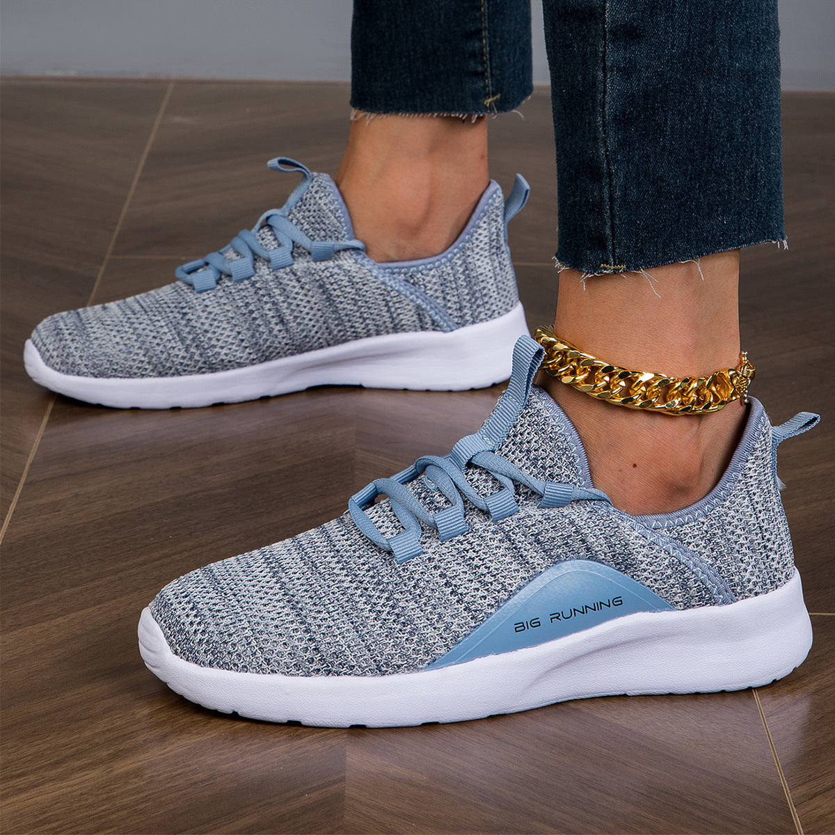 Spring New Women's Flying Woven Breathable Sports Fitness Light Casual Shoes