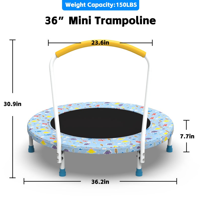 36 Inch Mini Trampoline, Suitable For Children Aged 1-6, With Indoor And Outdoor Handles For Children's Play