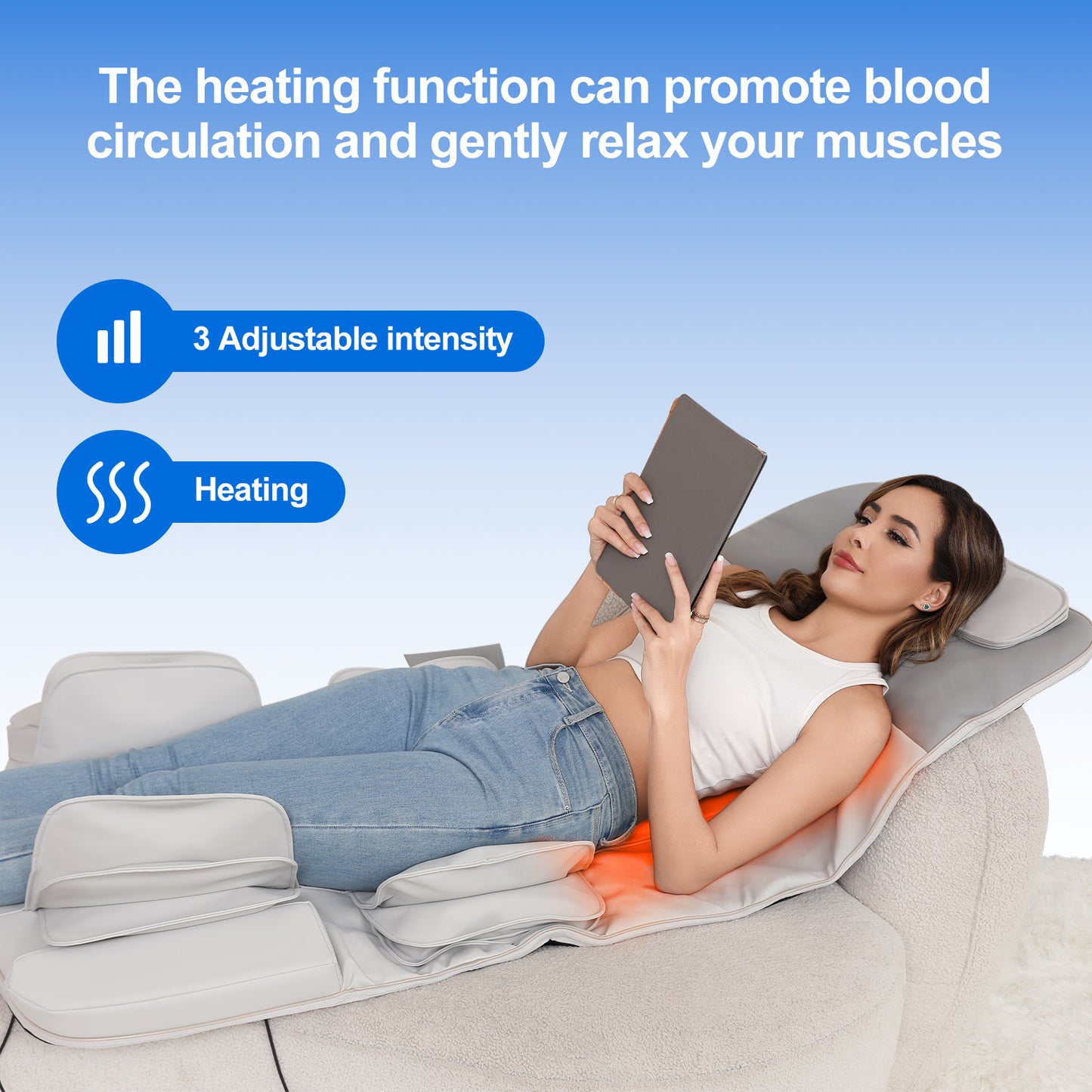 Detachable Smart Massage Mattress,Independent Lumbar And Back Heat Therapy,Overload Automatic Protection,Removable And Washable