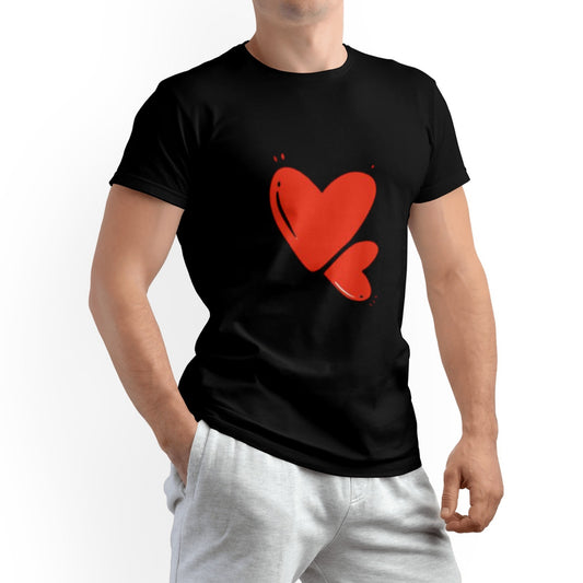 Love Men's Pure Cotton T-shirt - Casual Round Neck, Slightly Elastic, Suitable For Four Seasons Knitted Fabric, Classic Fit Adult Shirt, Couple's Shirt