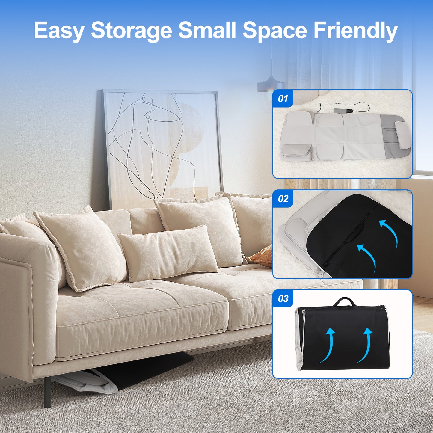 Detachable Smart Massage Mattress,Independent Lumbar And Back Heat Therapy,Overload Automatic Protection,Removable And Washable