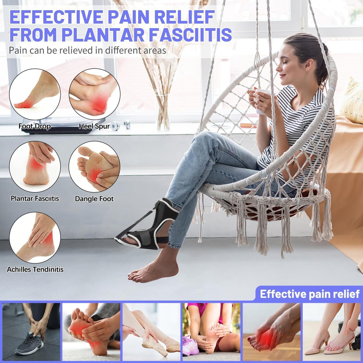 Adjustable Foot Drop Steel Plate Support, Ankle Anti-Sprain Fixed Brace, Correction Belt, Foot Drop Orthosis