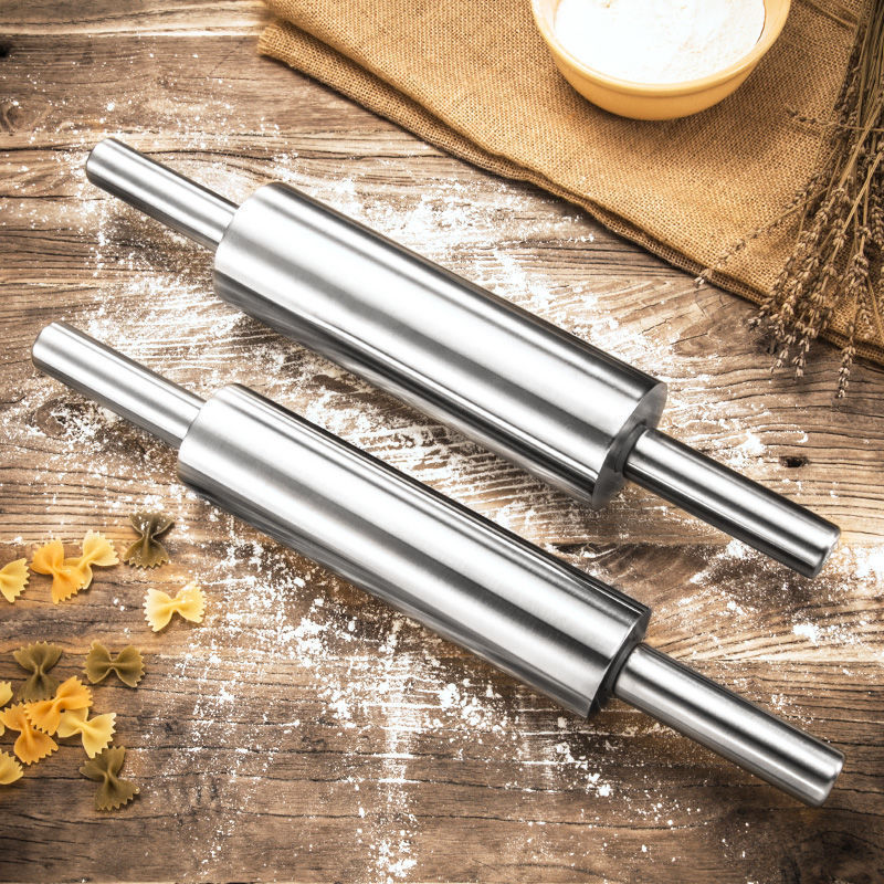 Household stainless steel flour stick rolling pin, Roller for Baking Pizza, Pies, Pastry and Cookies, Ergonomic Handles, Kitchen Essential