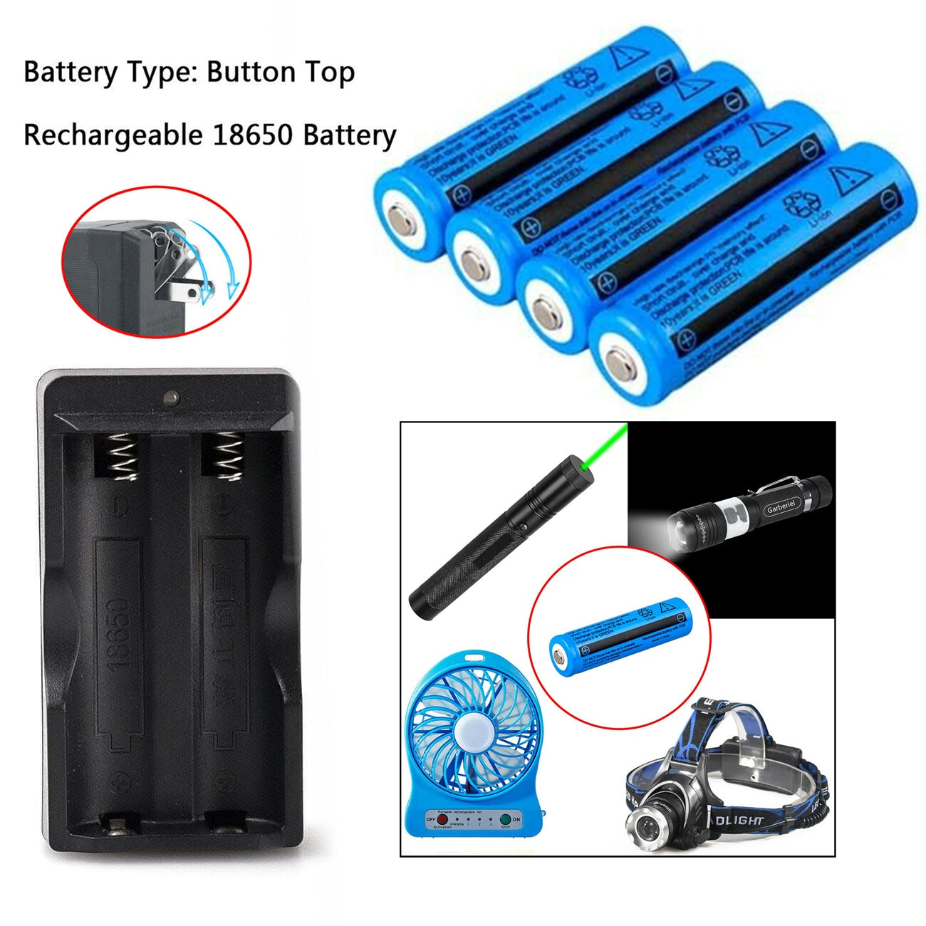 Li-ion Rechargeable Battery&Charger 3000mAh 3.7V Batteries US Plug For Torch Flashlight