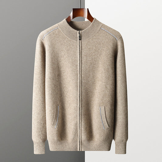 Men's Cashmere Sweater Thick Heavy Half Turtleneck Zipper