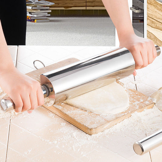 Household stainless steel flour stick rolling pin, Roller for Baking Pizza, Pies, Pastry and Cookies, Ergonomic Handles, Kitchen Essential