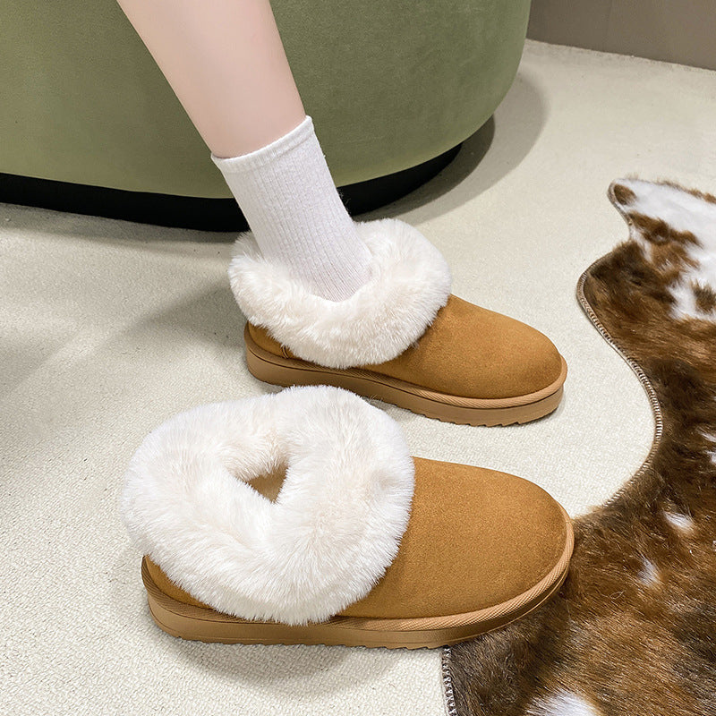 Women's Round Toe Vintage Height Increasing Snow Boots Cotton Shoes