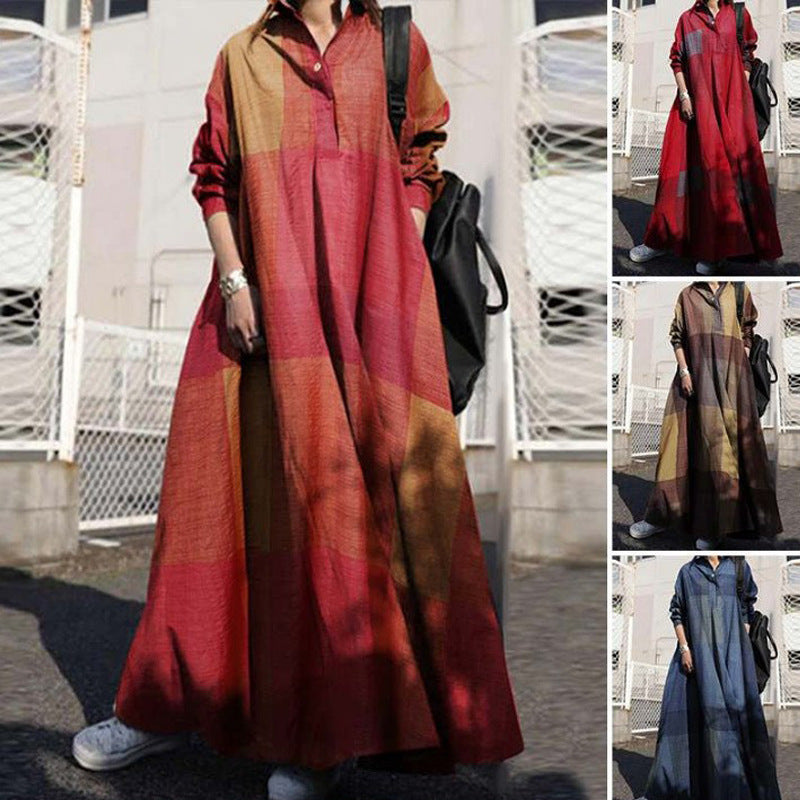 Fashion Cotton Linen Dress Vintage Ethnic Clothes