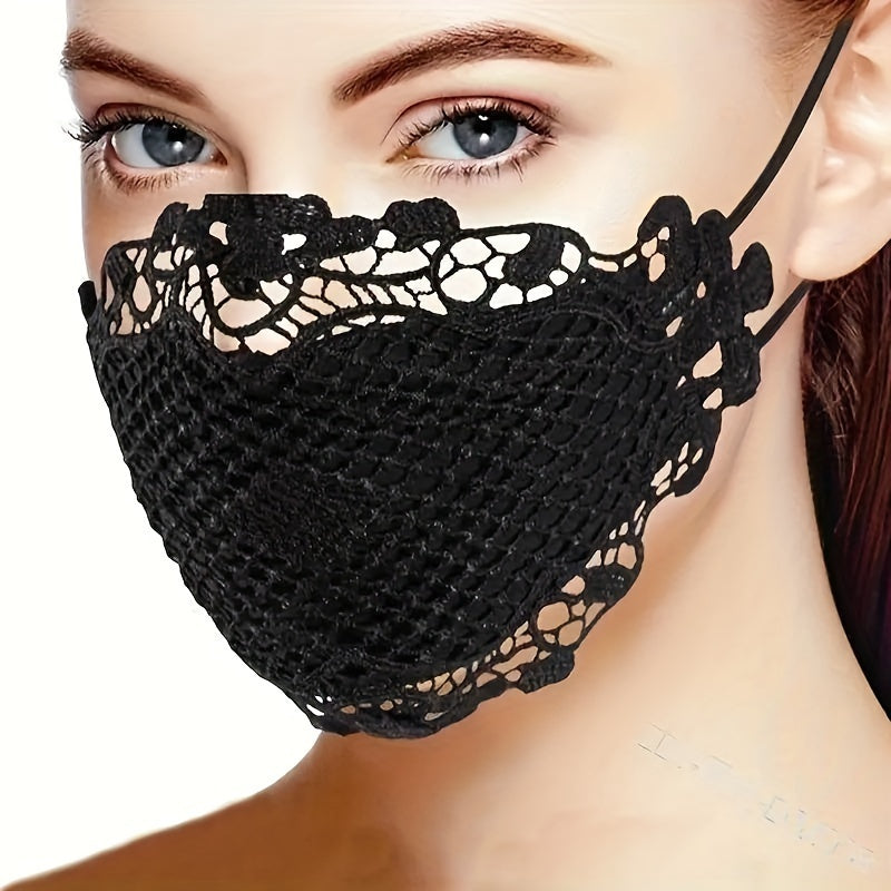6 Pcs Lace Face Mask For Women- Adjustable Ear Loops- Cute, Sexy Washable And Reusable
