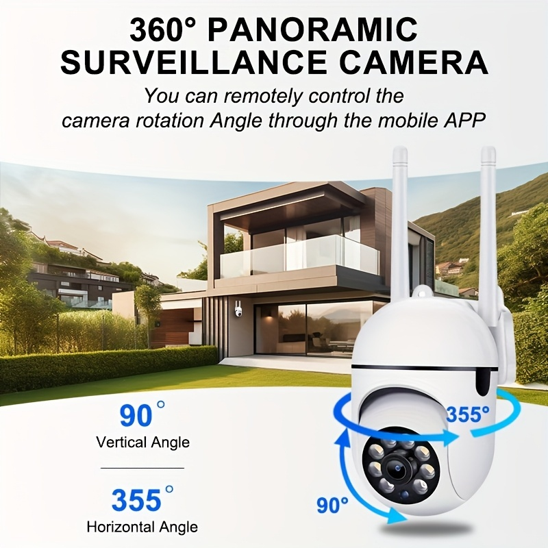 Courtyard Guardian Outdoor Spherical Camera Set - 1080P 360 Blind Spot Monitoring, Wireless 2.4G Anti-interference, Full-color Night Vision, Motion Tracking & Remote Viewing Via App