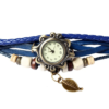 Beautiful Bohemian Style Retro Handmade Leather Tree Leaf Women's Watches Blue
