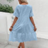 Women's Round Neck Embroidered Lace Short Sleeve A-Line Elegant Summer Vacation Dress
