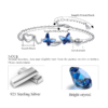 925 Sterling Silver Butterfly Blue Cubic Zirconia Pendant Bracelet Jewelry